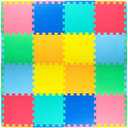 ProSource Foam Puzzle Floor Play Mat for Kids and Babies with Solid Colors, 4 Interlocking Tiles with Borders, Assorted