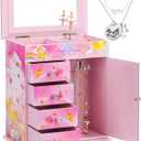 Musical Jewelry Box for Girls 5-Layer with Swing Door Spinning Ballerina Unicorn Theme Included Unicorn Jewelry Set Kids Birthday Gift for Girls Music Box Gifts Colorful