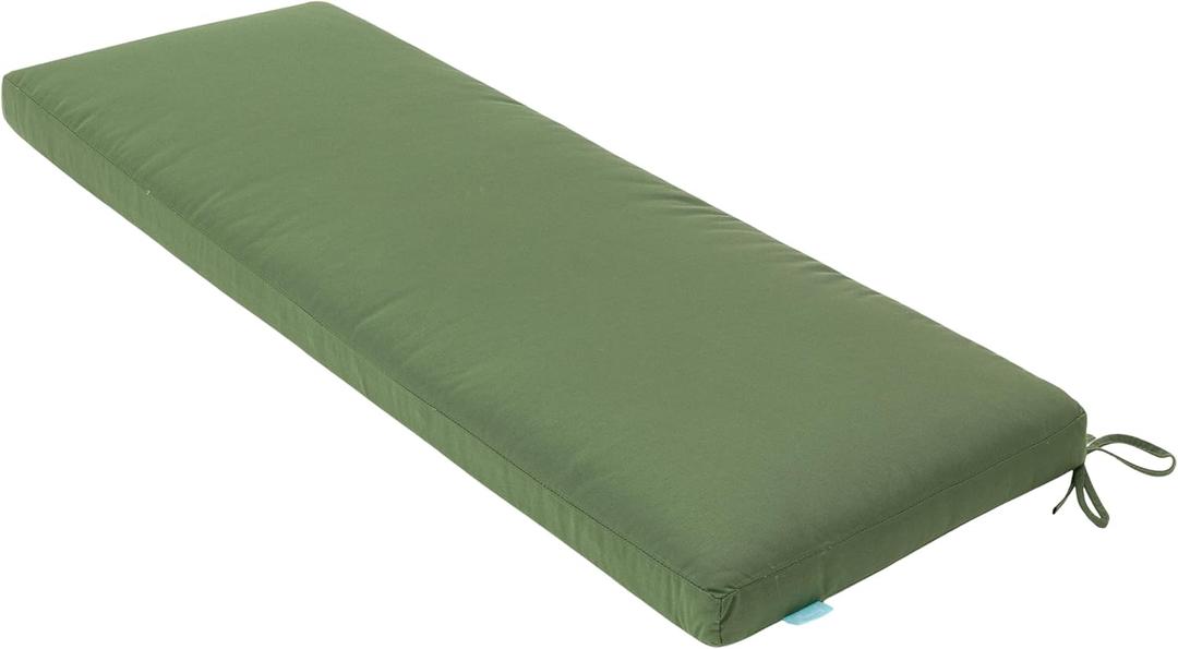 QILLOWAY Indoor/Outdoor Bench Cushion, Thick Upholstery Foam Couch Swing Pads with Ties,48-Inches,Dark Green