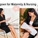 Ekouaer Nightgowns for Women Button Down Sleepshirt Short Sleeve Nightshirt Boyfriend Pajamas V Neck Nightdress  (Black, M)