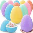 12 Pack 6" Colorful Flocked Easter Eggs Empty Large Fillable Easter Eggs Assorted Colors Plastic Fillable Eggshells Party Favors for Filling Treats Basket Stuffers Table Centerpieces Decor