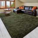 Pacapet Ultra Soft Fluffy Rug for Living Room Bedroom, 4x6 Feet Olive Green Shag Area Rug, Plush Fuzzy Carpet for Kids Room Nursery Girls Boys Dorm Home Decor