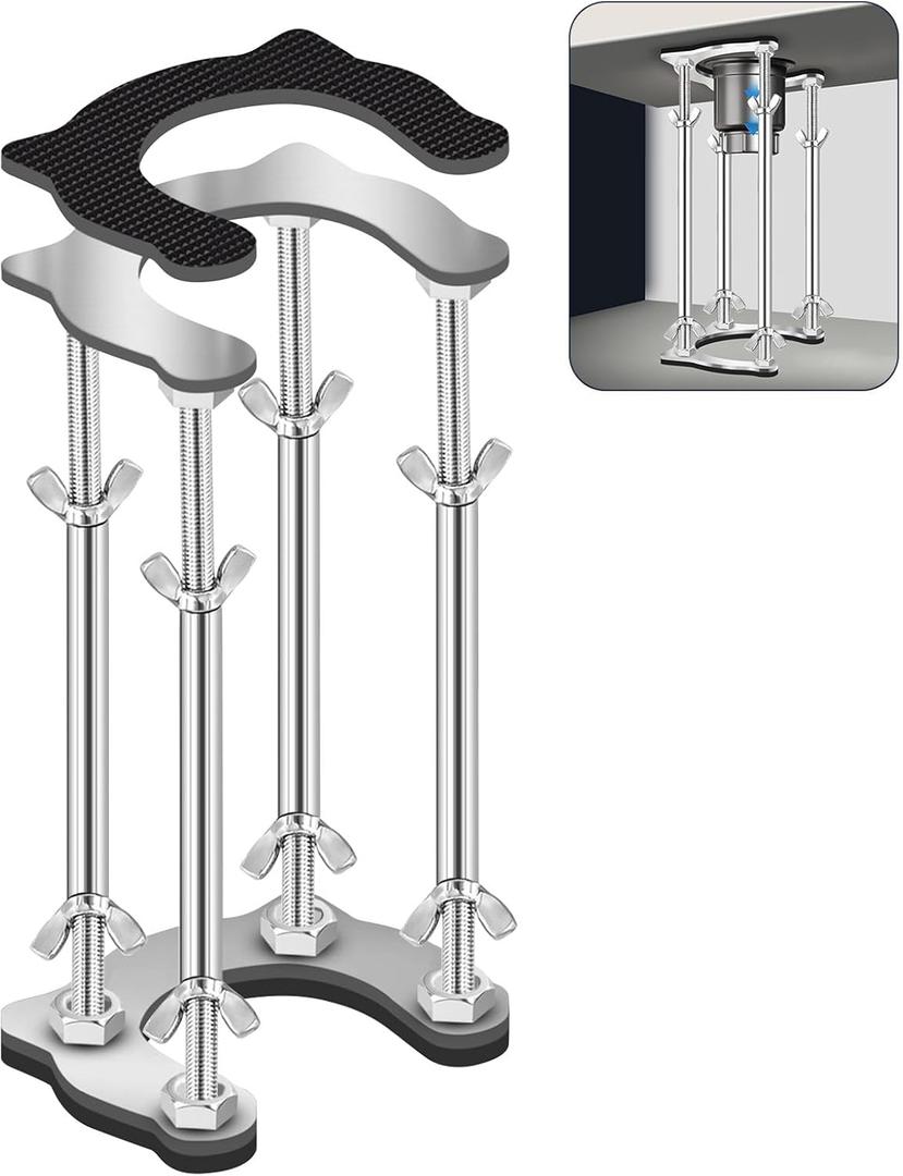 Undermount Kitchen Sink Bracket Space Saving Upright Sink Repair Kit with Non-Slip Shock Absorbing Pads Stainless Steel Adjustable Bracket for Kitchen, Bathroom and Outdoor Sink