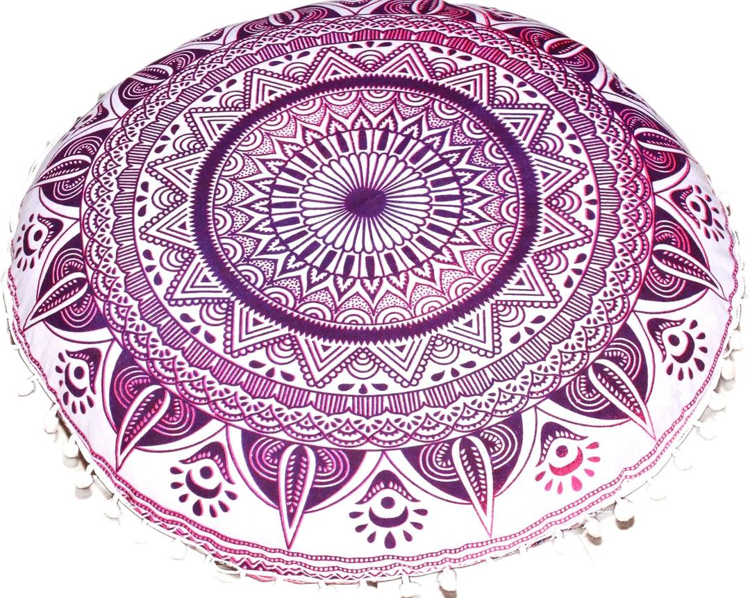 INDIAN CRAFT CASTLE Meditation Floor Pillow Cover, Large Pillows Cover Seating for Adults and Kids, Bohemian Cushion Cover for Fireplace Yoga Living Room Sitting 22 Inches (Pink)