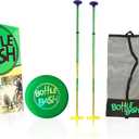 Bottle Bash Outdoor Flying Disc Game Set  Frisbee Toss Backyard and Beach Game for Family, Adult & Kids - Beersbee & Polish Horseshoes (Green - Original)
