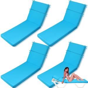 SmoothNovelty 4 Pcs Indoor Outdoor Chaise Lounge Cushions Sponge Bench Outdoor Furniture Chaise Cushions Patio Chair Furniture Replacement (Peacock Blue), 20.87 Inches X 12.99 Inches