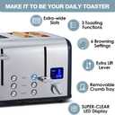 CUSIMAX 4 Slice Toaster, Stainless Steel, Ultra-Clear LED Display & Extra Wide Slots, with Dual Control Panels of 6 Shade Settings, Cancel/Bagel/Defrost Function, Removable Crumb Trays, Black