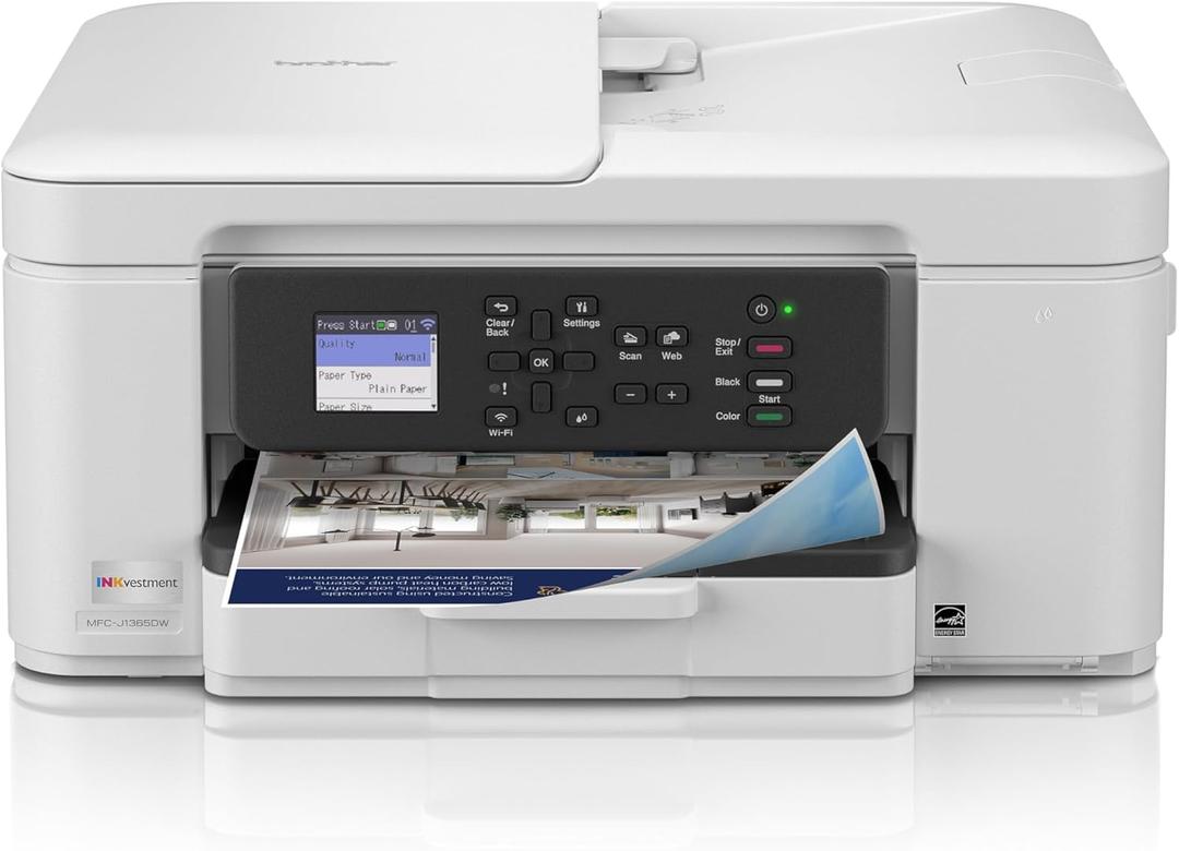 Brother INKvestment 1365 Wireless Color Inkjet All-in-One Printer with Automatic Duplex Printing and 1.8 Color Display | Includes Refresh Subscription Trial(1) (MFC-J1365DW)