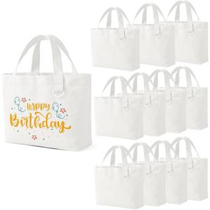 KIDJFGG 1 | 12 | 24 Pack Small Canvas Tote Bags, Mini Tote Bags Bulk for Women, DIY Blank Reusable Cute Sublimation Tote Bag (White)
