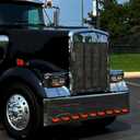 Grandroad auto Headlight Bezels Chrome w/Visor 12" LED Light Strip Replacement for 4x6 Lights Kenworth T400 T600 T800 W900B W900L Peterbilt 378 379 Western Star 4900 Freightliner, White Light