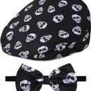 A&J DESIGN Baby Boy Driver Cap, Toddler 2pcs Newsboy Cap & Bow Tie 3 Months - 8 Years (Black)