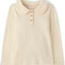Gymboree Girls' and Toddler Long Sleeve Collar Top (5T, Fair Ivory)