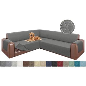ALIECOM Corner Sectional Couch Covers L Shape Sofa Covers Washable Reversible Couch Cover for Sectional Slipcover U Shape Pet Dogs Furniture Protector with Elastic Straps (Dark Gray, X-Large)