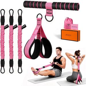 Foot Pedal Resistance Bands with Handles, Multifunction Elastic Yoga Exercise Bands, Home Gym Fitness Equipment for Women & Men to Tone Abs, Core, Legs, Arms, Waist (EXP 01/31/27)