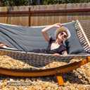 SUNCREAT Hammocks 2 Person Hammock with Hardwood Spreader Bar, Double Rope Hammock with Polyester Pad, Dark Gray