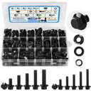 Besitu 280Pcs Metric Flange Bolt Assortment, M6x1.0, M8x1.25, M10x1.5 (12mm to 30mm) Assorted Hex Bolts and Nuts Washers Kit for Automotive, 10.9 Black Zinc Galvanized