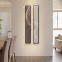 Large Framed Long Narrow Vertical Neutral Abstract Wall Art Set of 2, Beige Brown Modern Canvas Prints Paintings Artwork for Walls, Minimalist Pictures for Entryway Hallway Living Bedroom Wall Decor (8" W x 56" H, Flowing)