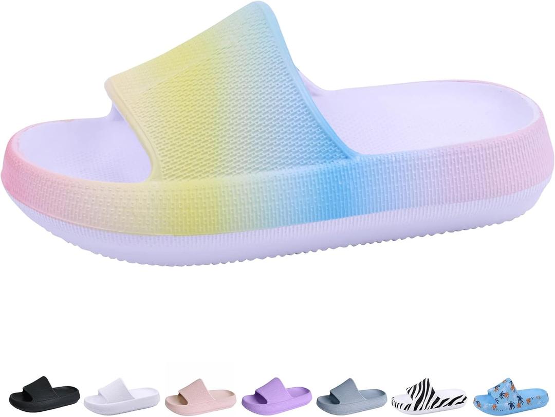 Youecci Cloud Slides for KidsShower Slippers Bathroom Pool SandalsBoys Girls Comfy Thick Sole SlippersSummer Non-Slip Beach Shoes, Size 35