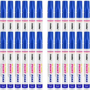 Blue Paint Markers, 24 Pack Oil-Based Waterproof Quick Dry Permanent Paint Pen Set for Rocks Painting, Wood, Fabric, Plastic, Canvas, Glass, Mugs, Metal, Tire, Stone, DIY Craft