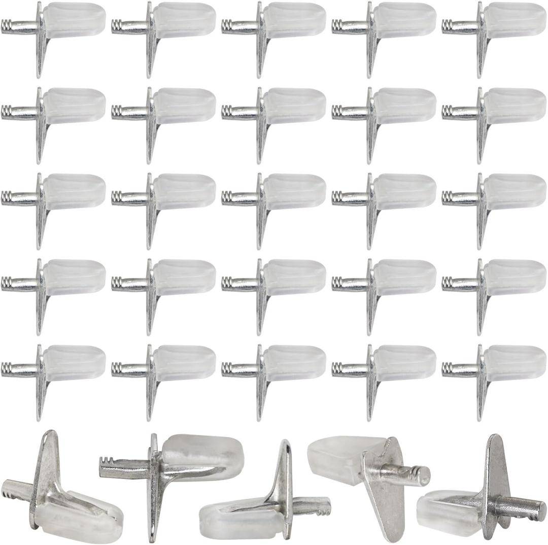 30PCS Cabinet Shelf Support Pegs 3mm Shelf Holder Bracket Pins for Bookshelves, Display Cabinets, Wardrobes, and Kitchen Cupboards - Anti-Slip Design for Glass and Wooden Shelves