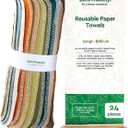 Reusable Paper Towels - Value Pack of 24 Paperless Paper Towels! - 100% Cotton, Super Soft, Absorbent, Washable and Made To Last