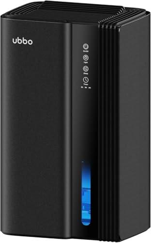 UBBO 95oz Dehumidifiers for Home, 1000 Sq.Ft Dehumidifier with drain hose - Auto Shut Off, Timer, Sleep Mode & Drain Hose - 7 Color Light for Bedroom, Bathroom, RV - Black