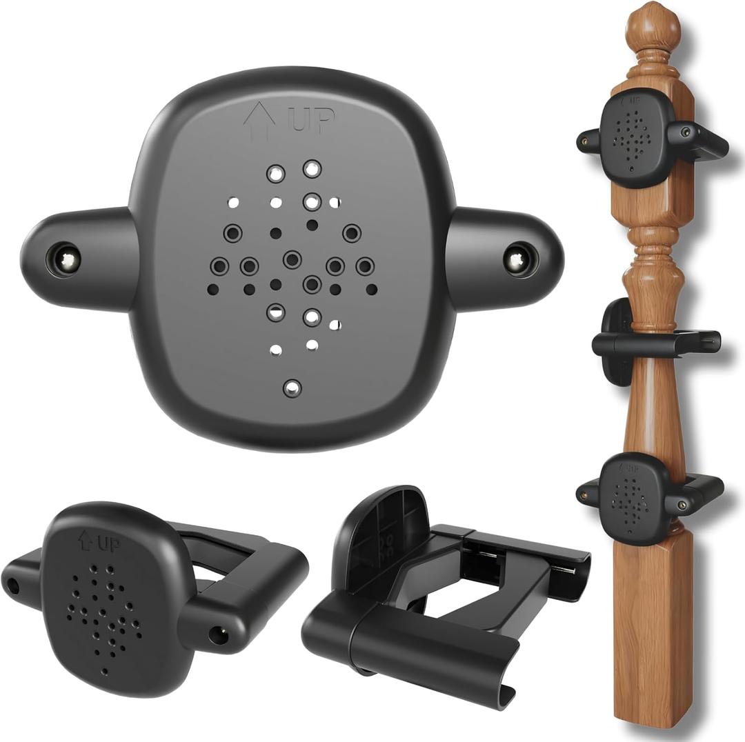【Upgrade】 2 Pcs Baby Gate Banister Adapter – No-Drill Stair Railing Mount Kit, Fits 2–3.5″ Round/Square Posts, Compatible with Baby & Pet Safety Gates,Black