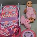 BABESIDE Baby Doll Stroller Set with 12 Inch Baby Doll, 14 Pcs Baby Doll Accessories, Folding Doll Pram Pretend Play Set, Feeding, Bath & Care Toys, Gift for Girls Ages 3yrs+