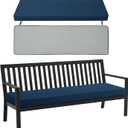Outdoor Bench Cushion, Water-Resistant & Fade-Resistant, Porch Swing Cushions with Ties, Patio Furniture Seat Pads for Garden Loveseat, Removable Cover Non-Slip Bottom, 42 x 16 Inch, Navy Blue