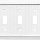 Pure White Classic Beadboard Wall Plates,Light Switch Covers,Electrical Outlet Covers, Switch Plates of Various Combination, Nature Bamboo Fiber Wall plate (3 Gang Toggle 1 Pack)