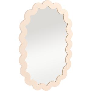 Bloomingville Wood Framed Scalloped Wall Mirror, Cream Color