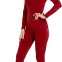 WEERTI Thermal Underwear for Women Long Johns with Fleece Lined Base Layer Women Cold Weather Top Bottom (Red, XL)