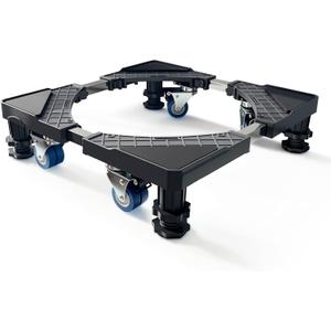 Adjustable Mini Fridge Stand with 4 Heavy-Duty Legs & 4 Locking Swivel Wheels - 16-27 Inch Universal Base for Refrigerators, Washing Machines & Dryers