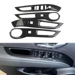 Korlot Carbon Fiber 4-Door Window Lift Trim Switch Panel Cover Trim for Hyundai Santa Cruz 2022-2024
