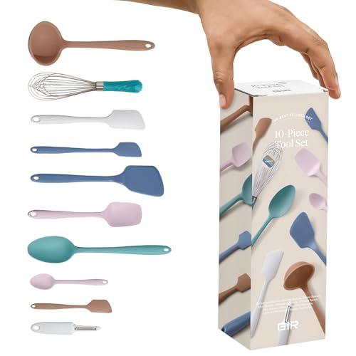 GIR: Get It Right 10-Piece Silicone Ultimate Kitchen Utensil Set – Spatulas, Ladle, Flip, Spoons, Whisk, Peeler & Spoonula – Nonstick, Non-Toxic, Heat-Resistant – Danish