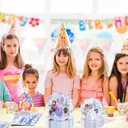 Cute Cartoon Birthday Decoration Supplies, Including 9 and 7 Paper Plates, Tablecloth and Napkins for 20 Guests. Birthday Tableware Sets for Boys and Girls