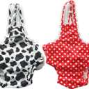 2 Pieces Washable Female Diapers with Suspender Comfort Reusable Doggy Diapers Reusable Puppy Sanitary Panties Dog Underwear Diaper for Small Girl Dogs in Period Heat (Red&Black,S)