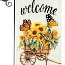 Spring Summer Floral Garden Flag,Daisy Jar Arrangement Vase Welcome Garden Flag, 12 x 18 Inch Double Sided Vertical Burlap Summer Fall Farmhouse Outdoor Decoration Pack Of 2