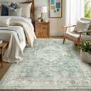 LIVEBOX Bedroom 4x6 Washable Area Rug for Entryway Kitchen, Non-Slip Soft Boho Rugs for Dining Room Office, Farmhouse Low-Pile Neutral Soft Carpet for Nursery Room Playroom, Sage Green