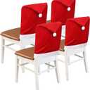 Christmas Chair Covers Hat Chair Back Covers for Xmas Holiday Chair Covers Set of 4, Stretch Parsons Chair Slipcovers Removable Washable kitchen for Home Hotel Banquet Holiday Decoration(4Pcs) (Red)