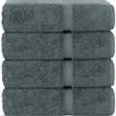 Chakir Turkish Linens | Hotel & Spa Quality 100% Cotton Premium Turkish Towels | Soft & Absorbent (4-Piece Bath Towels, Dark Gray)