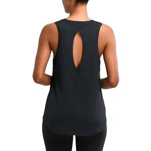 RUNNING GIRL Racerback Running Yoga Athletic Tank Tops for Women, Sleeveless Workout Tank Tops Woman Tennis Shirts (Black, XXL)