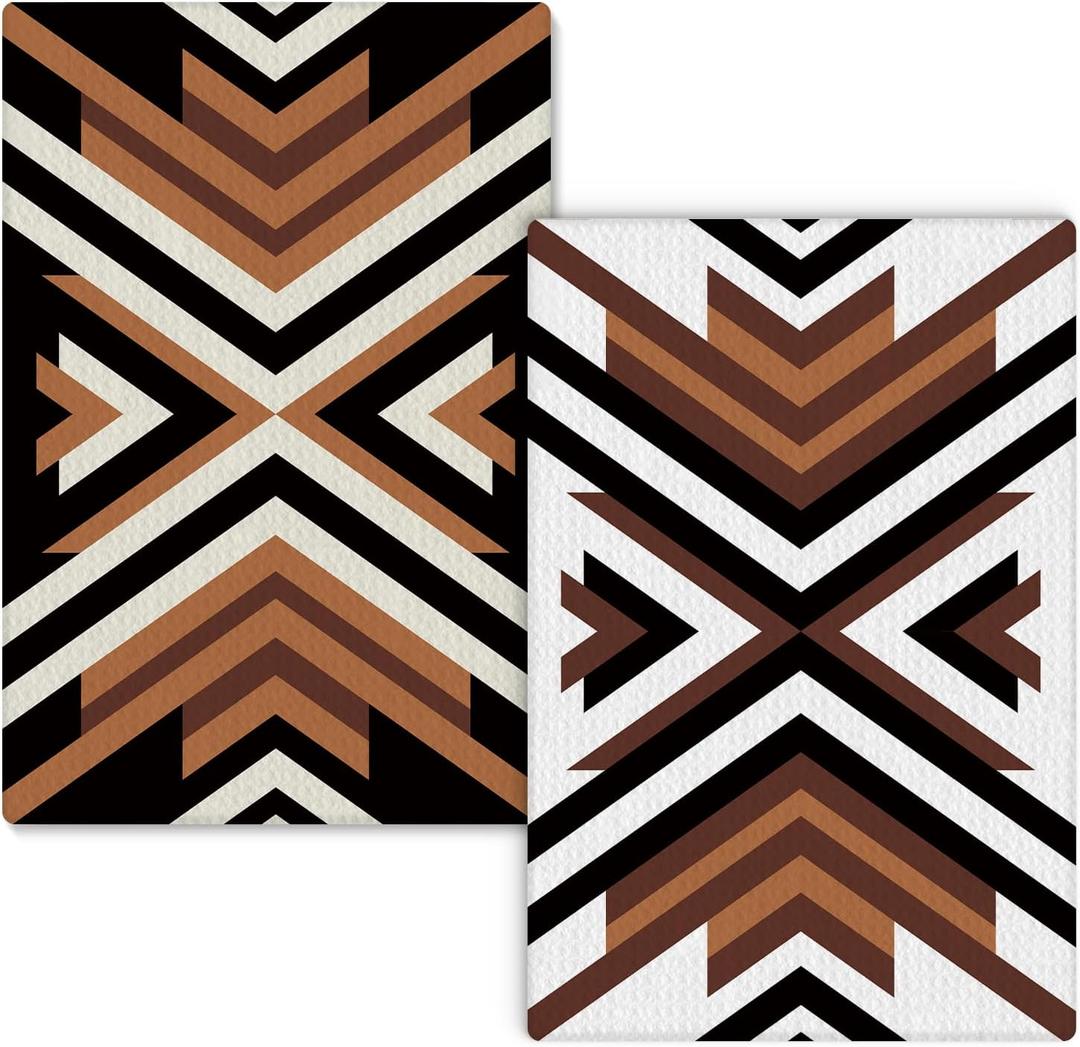 Western Aztec Kitchen Towels Set of 2, Vintage Boho Western Hand Towels for Bathroom, Rustic Country Western Dish Towels Tea Towels for Kitchen, Western Bathroom Kitchen Decor, 16x24 Inch(D)