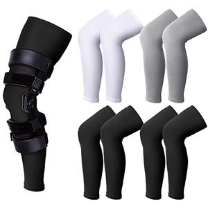 Sosation Only4 Pcs Knee Brace Undersleeve Knee Sleeve for Under Brace Closed Patella Compression Breathable Leg Sleeves for Men Women Thigh Shin Support for Sports Protector(Medium)