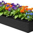 Foxlang 12x4x1.5ft Galvanized Raised Garden Bed,Outdoor Planter Box Metal Patio Kit Planting Bed for Vegetables Flowers Herb,Black