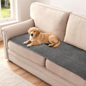 H.VERSAILTEX Plush Chenille Couch Cover for 3 Cushion Couch Anti Slip Washable Sofa Slipcovers Soft and Durable Furniture Protector for Dogs Cats Kids (27.5" x 59", Gray)