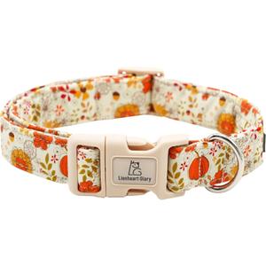 Lionheart Glory Adjustable Heavy Duty X-Small Dog Collar for Halloween (Pumpkin and Flower), Pack Of 3