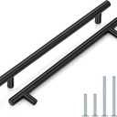 Probrico (5 Pack 10" Center to Center Black Modern Cabinet Pulls Stainless Steel Cabinet Hardware Bedroom Drawer Pull Kitchen Cabinet T Bar Handle Dresser Pulls