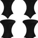 4 Pack Spandex Stretch Table Cover - 32x43 Inch Square Corners, Fitted High Top Tablecloth for Cocktail, Bar, Weddings, Banquet, Outdoor Party (Black)