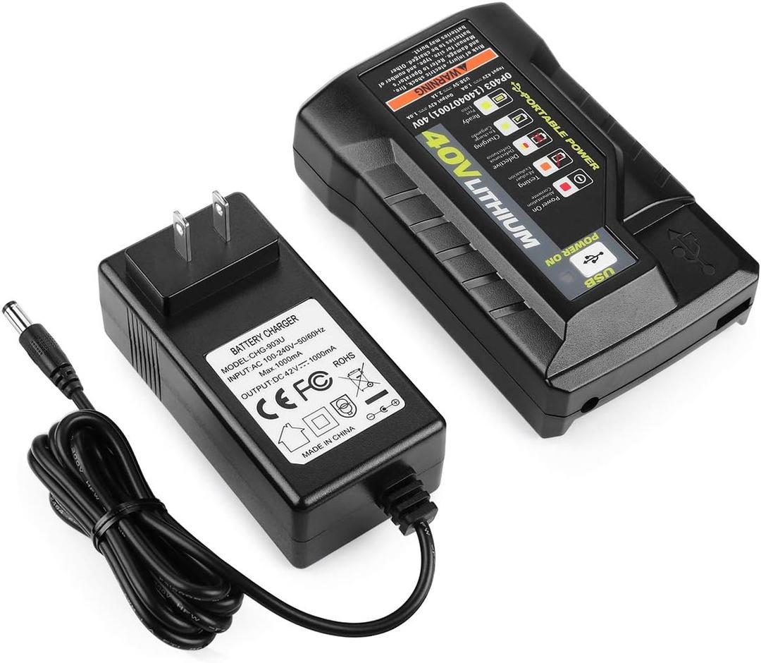 OP404 Replacement for Ryobi 40V Battery Charger Compatible with Ryobi 40V Lithium Battery OP4015 OP4026 OP4040 OP4050 OP4060 OP40601 OP40602